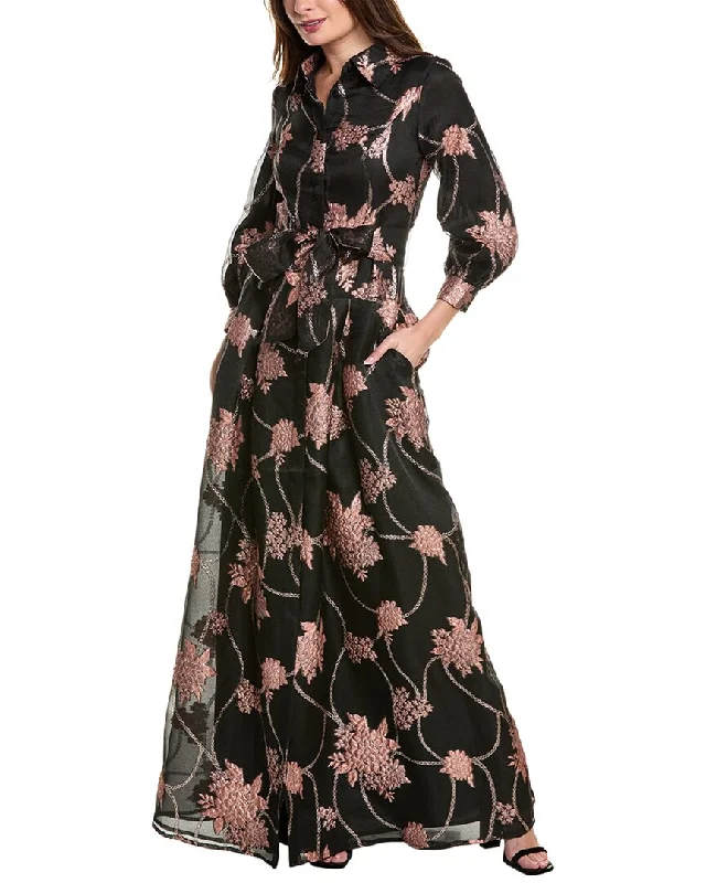 Formal Dress for Small WeddingsTeri Jon by Rickie Freeman Jacquard Organza Shirtdress Gown