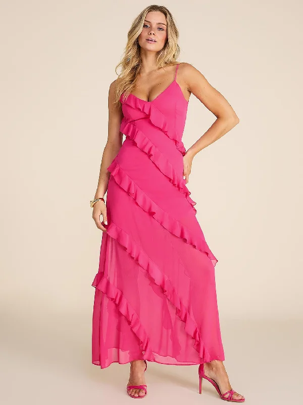 Formal Dress for Formal DancesV-Neck Allover Ruffle Gown