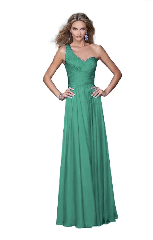 Formal Dress for Cultural Parades2 - la femme green one shoulder flowy gown