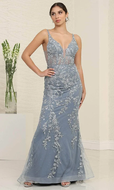 prom dress accessoriesMay Queen RQ8047 - Scoop Back Embroidered Prom Gown