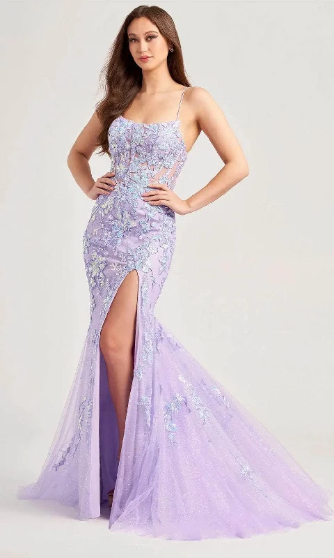 prom dresses for summerEllie Wilde EW35057 - Lace Applique Scoop Neck Prom Gown