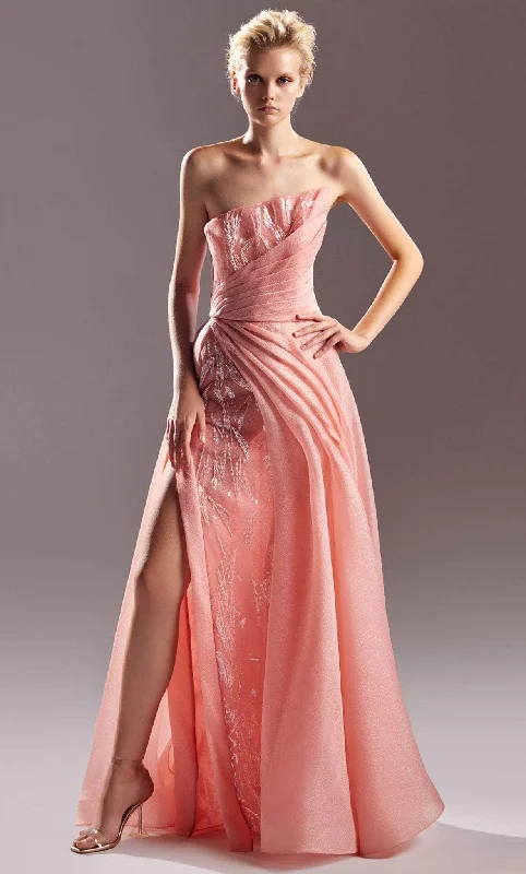 prom dresses for pear shapesMNM COUTURE G1522 - Strapless Pleated Detail Prom Dress