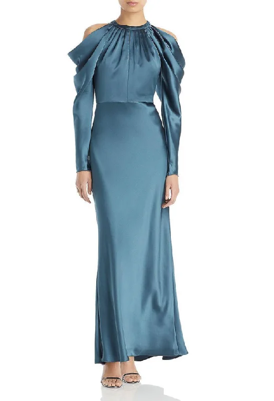 Formal Dress for Graduations2 - amsale blue satin cold shoulder gown