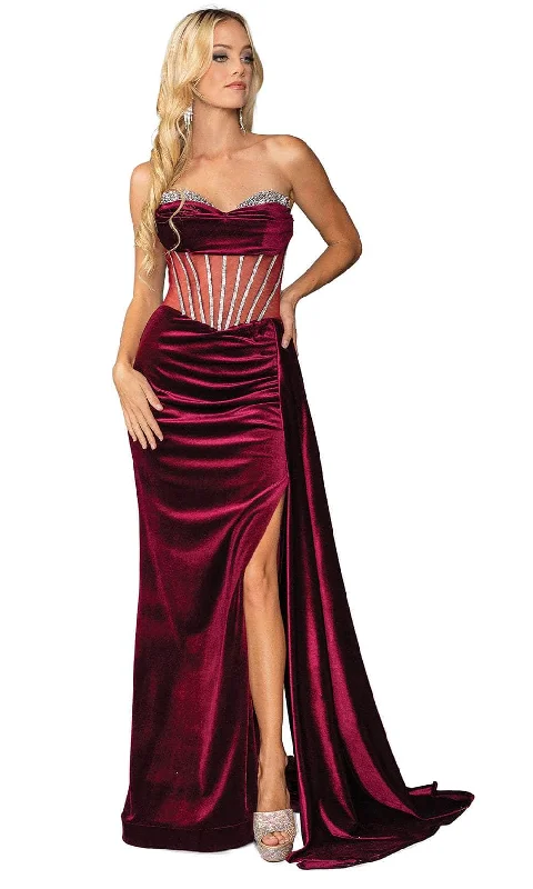 A-line prom dressesDancing Queen 4449 - Strapless Corset Bodice Prom Gown