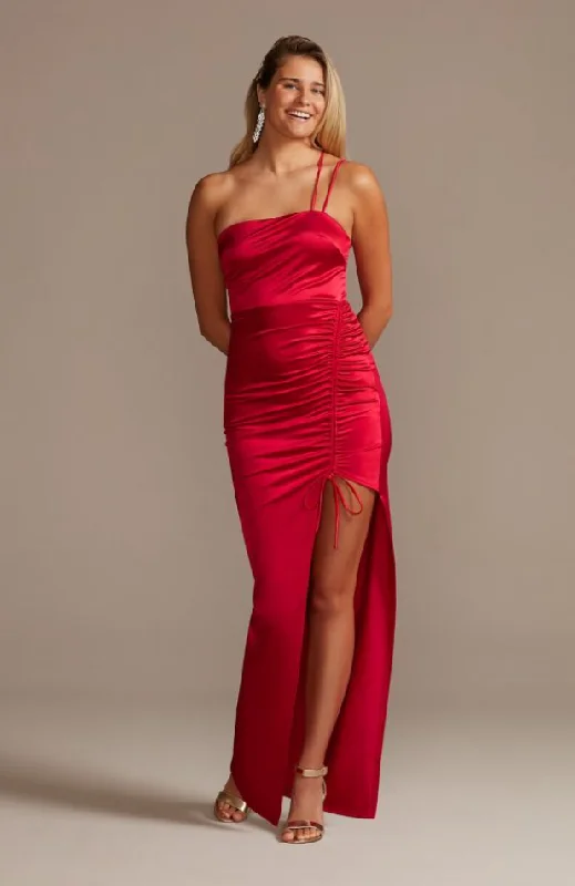 Formal Dress Rental ServicesXL - city triangles red ruched stretch satin gown