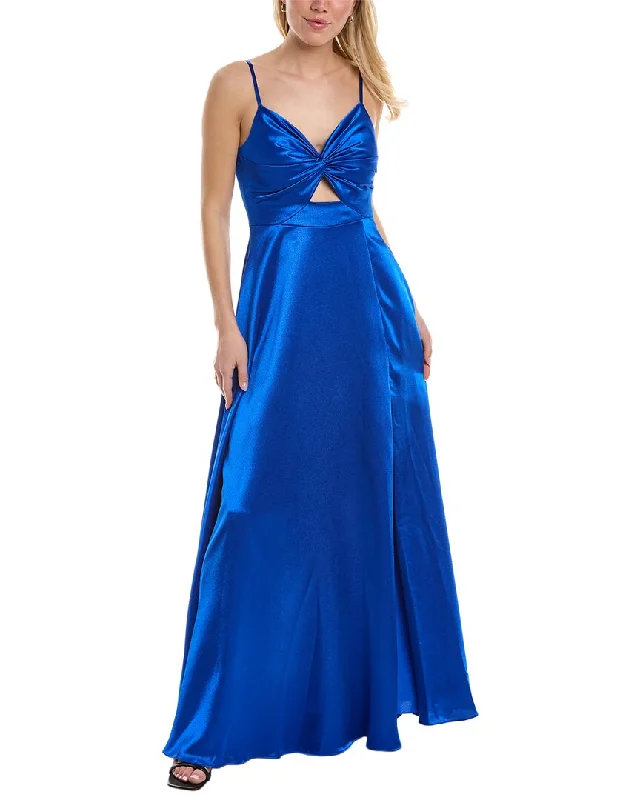 Formal Dress for Winter Formal EventsAidan Mattox Satin V-Neck Sleeveless Gown