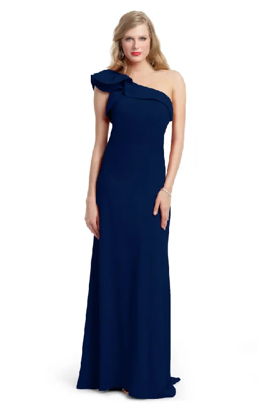 Formal Dress for Military Balls10 - carmen marc valvo navy one shoulder ruffle gown