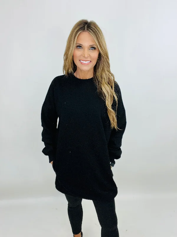 cropped women's topsSTAY COMFY SWEATSHIRT- BLACK--FLASH SALE