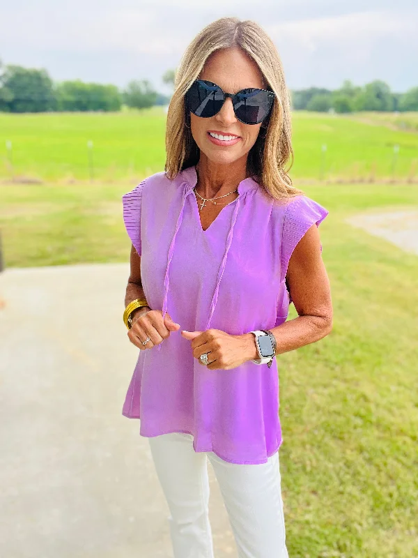 women's tops with cold-shoulder cuts and lace detailingADORABLE DAYS TOP- LAVENDER--RESTOCK ALERT