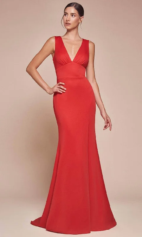 prom dresses with built-in petticoatsCinderella Divine CH395 - V-Neck Empire Waist Prom Gown