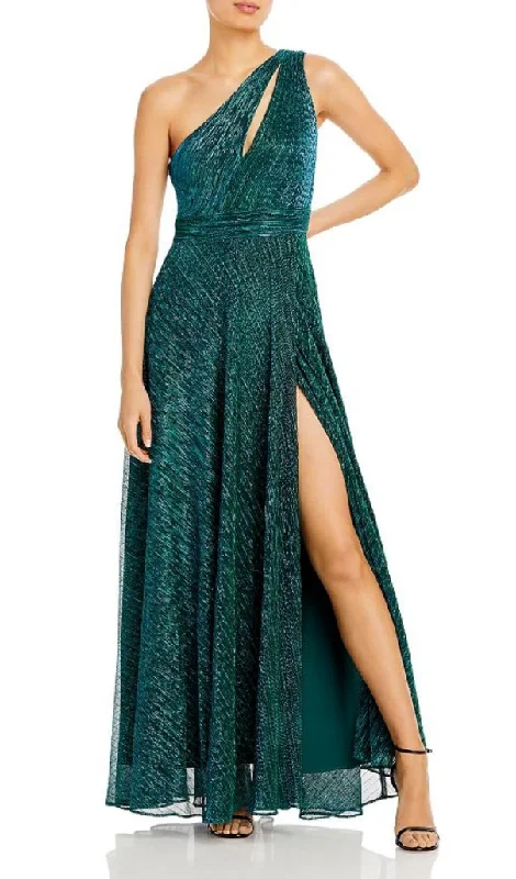 Formal Dress for Destination Weddings8 - aqua teal one shoulder metallic crinkle gown