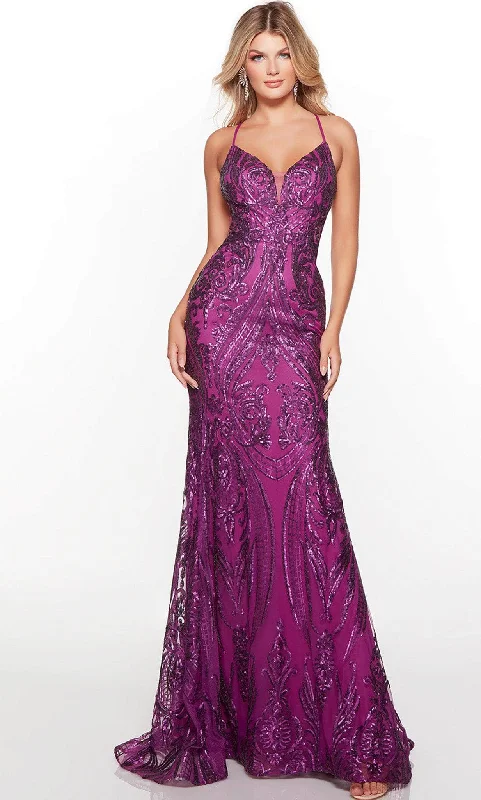 beaded prom dressesAlyce Paris 61424 - V-Neck Paisley Sequin Prom Gown