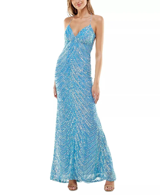 Formal Dress for Charity Awards1 - b darlin blue iridescent sequin gown