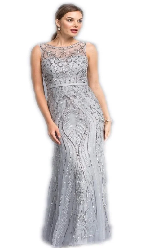 high-slit prom dressesTrevi Collection - Bedazzled Illusion Bateau Fitted Prom Dress