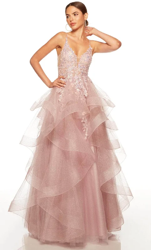 prom dress color trendsAlyce Paris 61315 - Beaded Lace Tiered Prom Gown