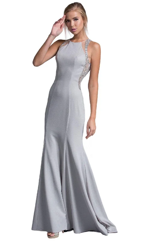 halter neck prom dressesTrevi Collection - Embellished Jewel Sheath Prom Dress