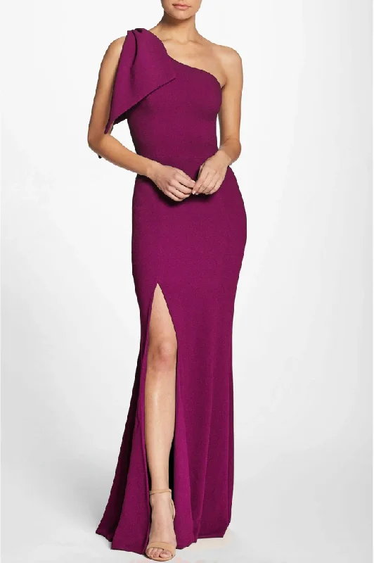 Formal Dress for Semi-Formal EventsS - dress the population magenta one shoulder gown with bow