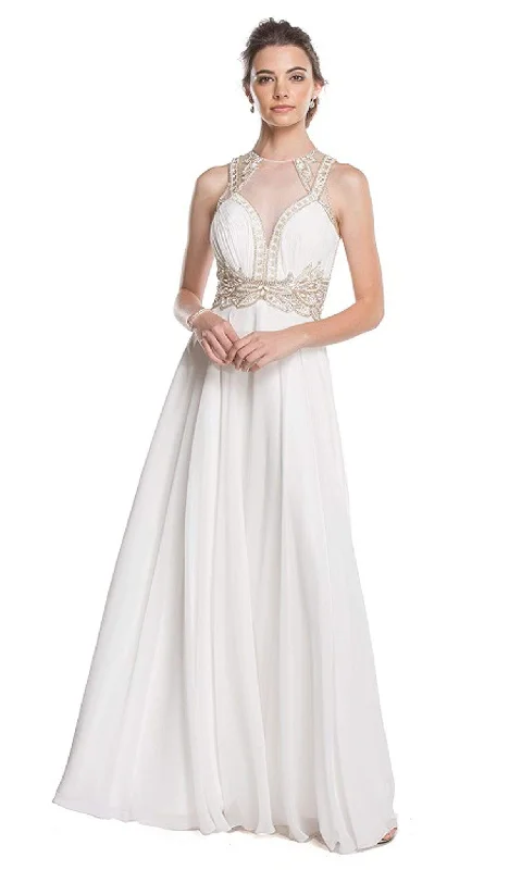 empire waist prom dressesTrevi Collection - Embellished Illusion Jewel A-line Prom Dress