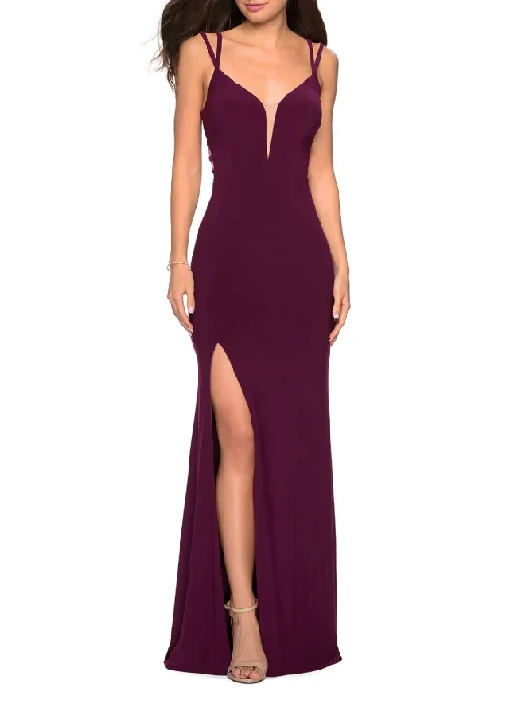 Formal Dress for Grammy Awards4 - la femme deep berry plunging jersey gown