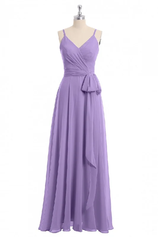 Formal Dress for PageantsLavender Spaghetti Straps Tie-Side Long Formal Dress