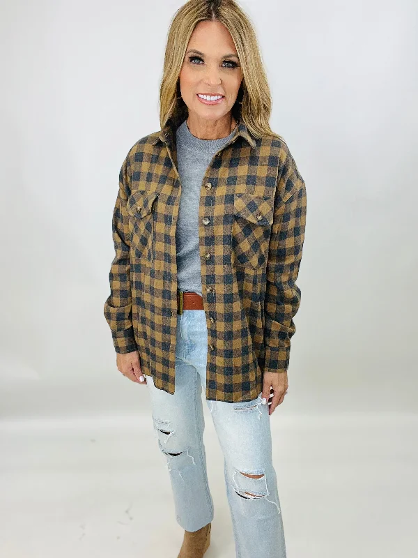 women's tops for relaxed weekendsBACK TO BOSTON FLANNEL TOP--FLASH SALE