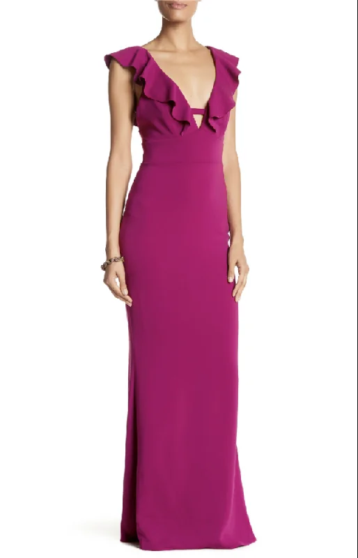 Formal Dress for Garden WeddingsXS - abs allen schwartz pink deep v ruffle gown