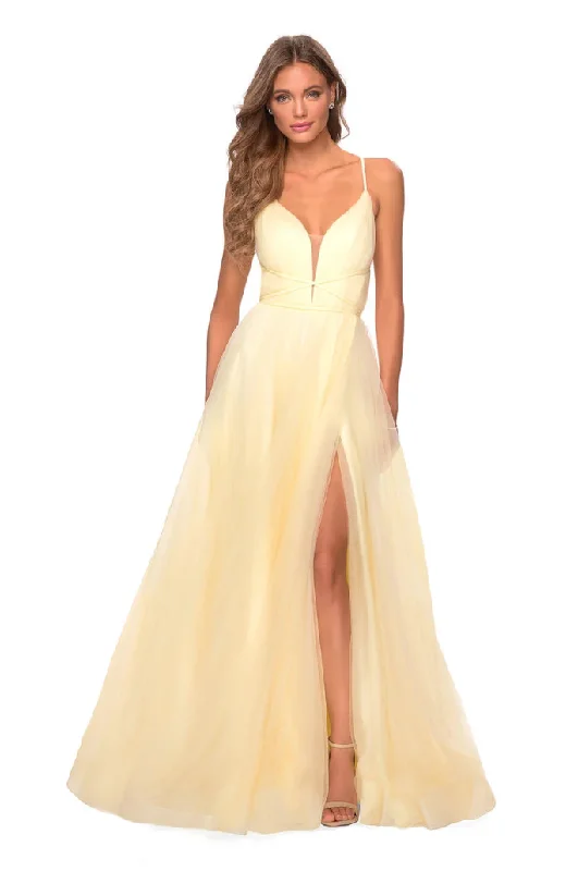 Formal Dress for Black Tie Events00 - la femme butter yellow tulle gown