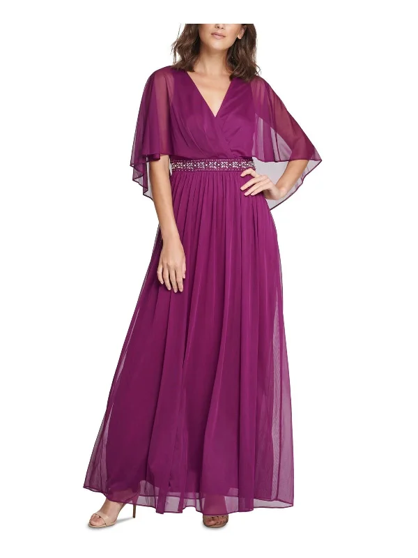 Formal Dress for Oscar Nights2P - jessica howard purple flutter sleeve chiffon gown