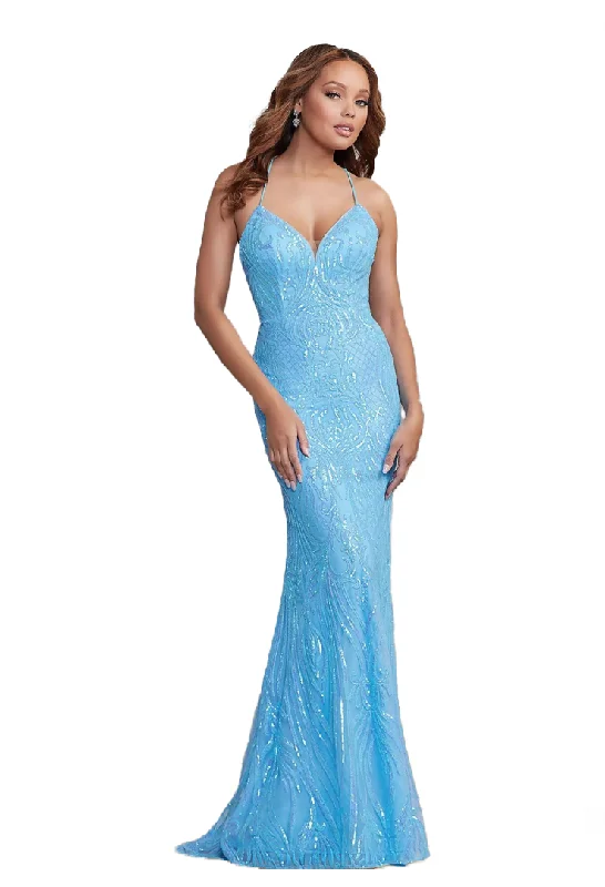 Formal Dress for Formal Dances12 - pg aqua blue iridescent sequin strappy gown