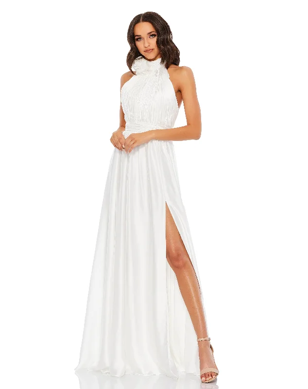 Formal Dress for Sailing RegattasSoft Tie Halter Neck High Slit Gown