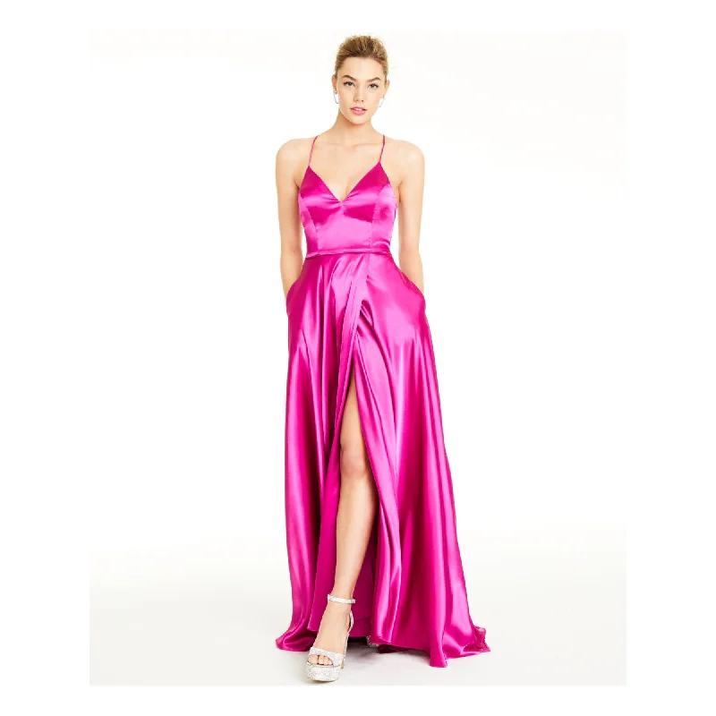 Formal Dress for Golden Globes3 - blondie nites fuchsia satin lace up gown