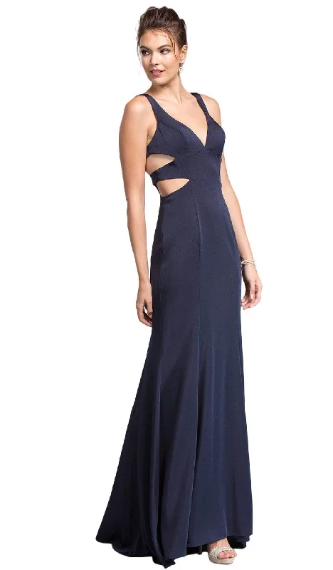 flutter sleeve prom dressesTrevi Collection - Sleeveless V-neck Affordable Prom Dress