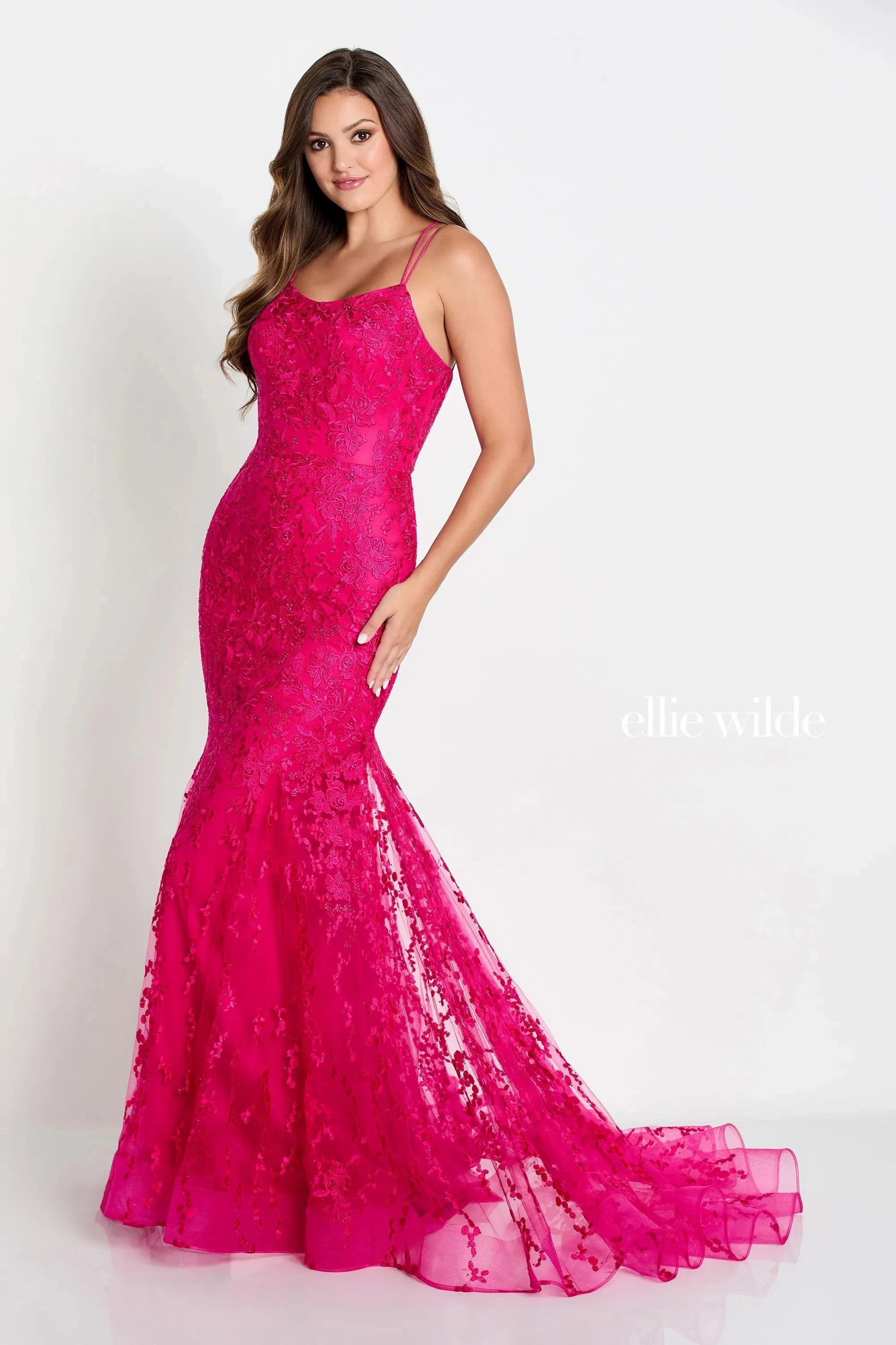 affordable prom dressesEllie Wilde EW122032 - Embroidered Lace Prom Gown