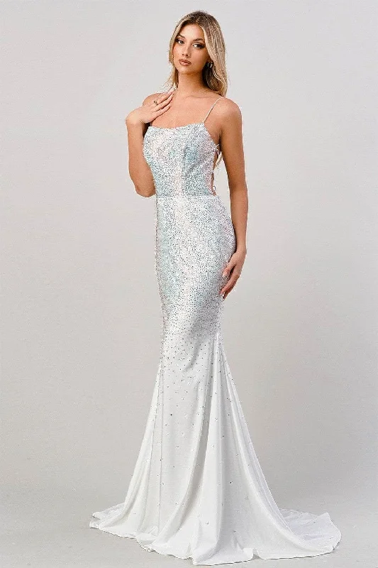 prom dress color trendsCinderella Divine - Sequined Mermaid Prom Dress CD0179 - 1 pc White Multi In Size M Available