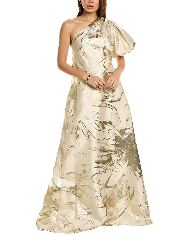 Formal Dress for Semi-Formal EventsTeri Jon by Rickie Freeman One-Shoulder Puff Sleeve Gown