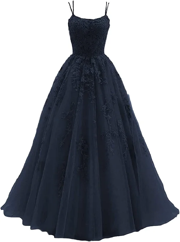 Custom Formal Dress Tailors4 - ssb navy blue lace applique ball gown