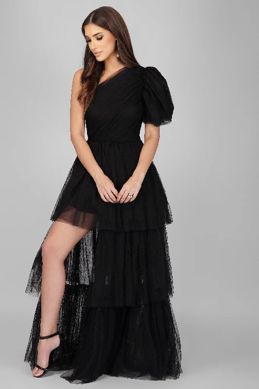 Formal Dress for Awards CeremoniesRowena One Shoulder Tulle Gown in Black