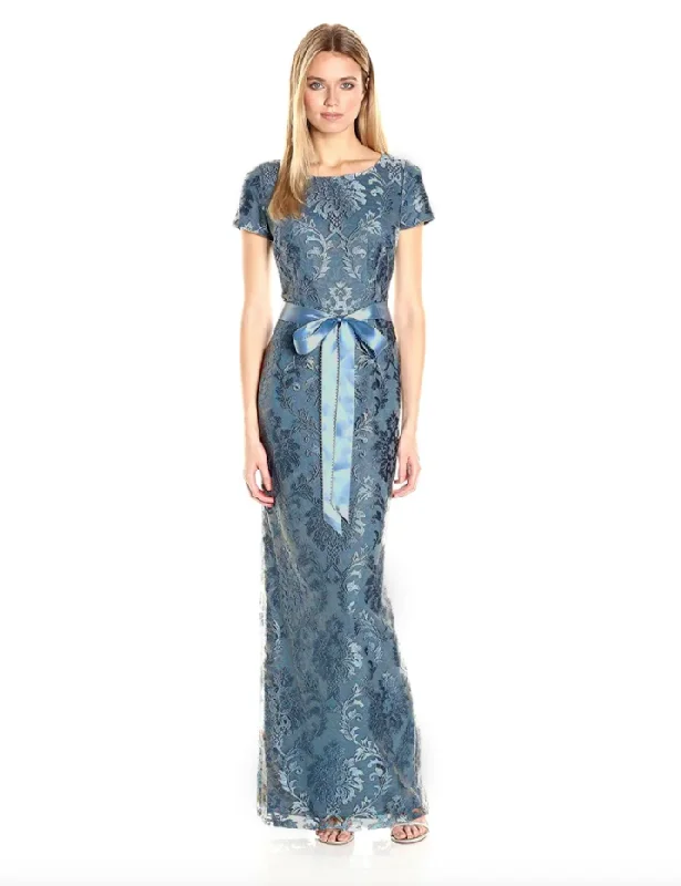 Formal Dress for Formal Dinners6 - adrianna papell blue embroidered lace gown