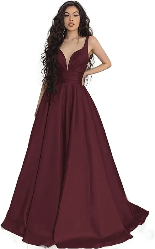 Plus Size Formal Dresses Online6 - ssb burgundy pleated satin ball gown