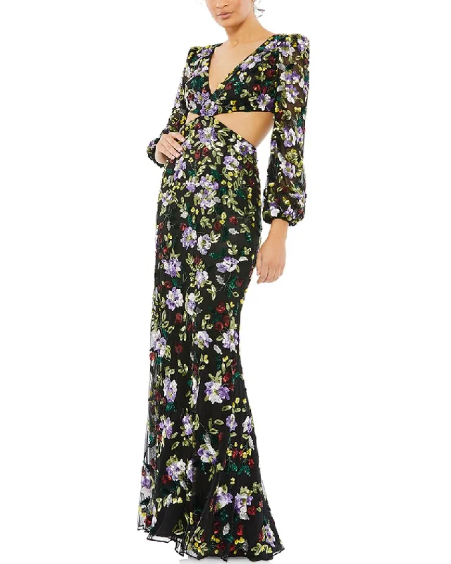 Formal Dress for Bar MitzvahsMac Duggal Floral Embellished Cutout Gown