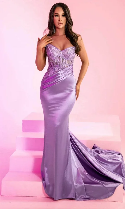 sequined prom dressesPortia and Scarlett PS24158 - Floral Appliqued Sweetheart Prom Dress