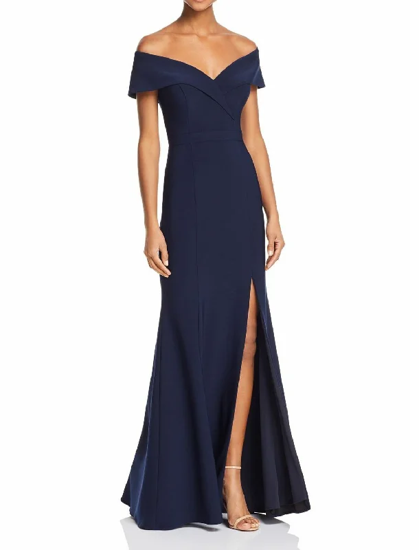 Formal Dress for Cocktail Parties6 - aqua navy off the shoulder fitted gown