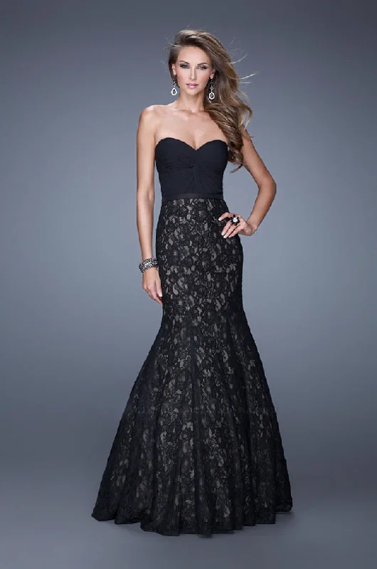 Formal Dress for Horse Races8 - la femme black pleated lace mermaid gown