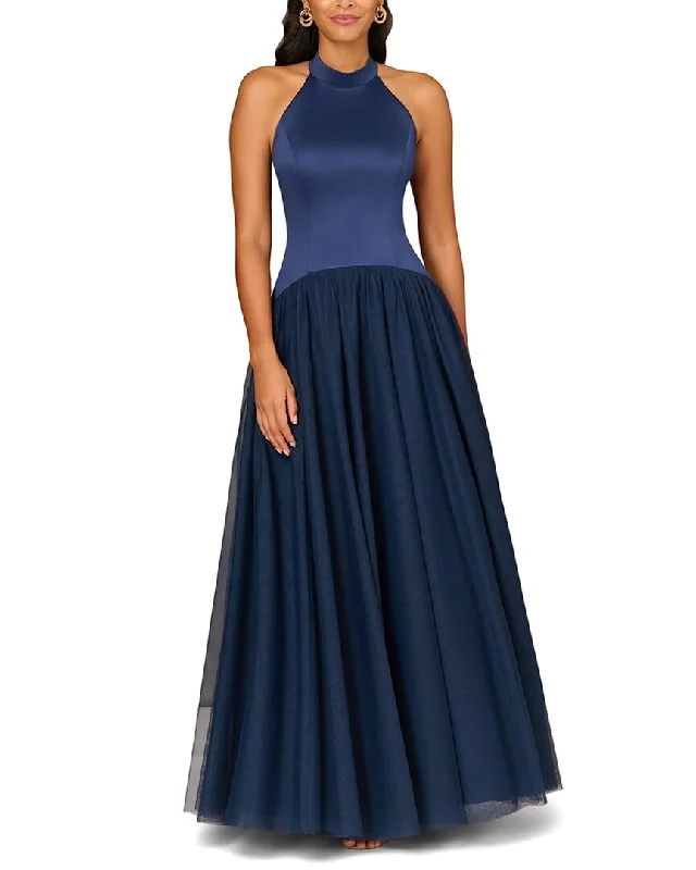 Formal Dress for Hotel GalasAidan Mattox Combo Fabric Halter Ballgown