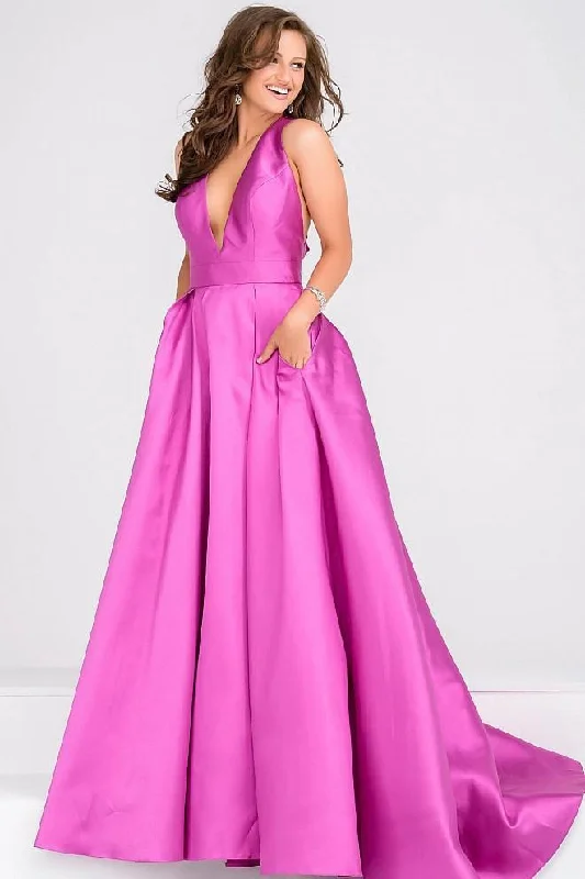 luxury prom dressesJVN By Jovani - V Neck Mikado Prom Ballgown With Pleated Skirt Jvn47530