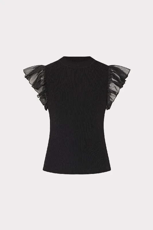 women's tops for wedding guest attireChiffon Flutter Sleeve Knit Top