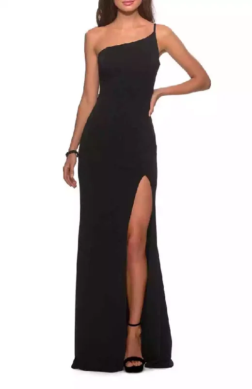 Formal Dress for Evening Weddings6 - la femme black one shoulder jersey gown