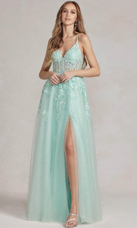 cap sleeve prom dressesNox Anabel T1081 - Sleeveless Lace Embroidered Prom Dress