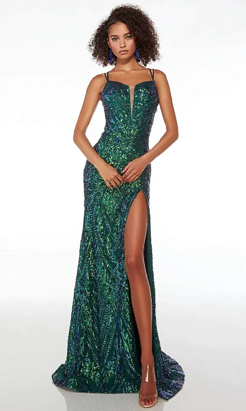 glamorous prom dressesAlyce Paris 61577 - Sequins Tulle Open Back Prom Gown