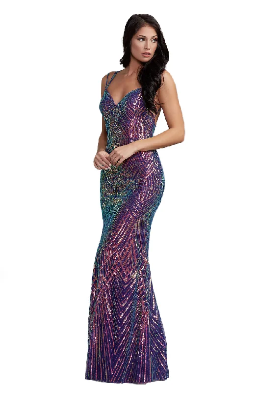 Formal Dress for Religious Ceremonies2 - pg purple iridescent geometric sequin gown